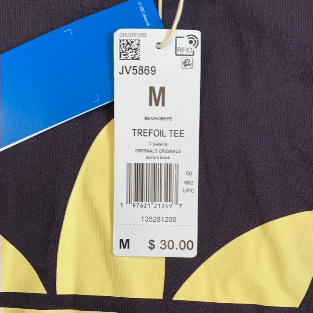 NWT adidas Trefoil Tee Aurora Black Size Medium